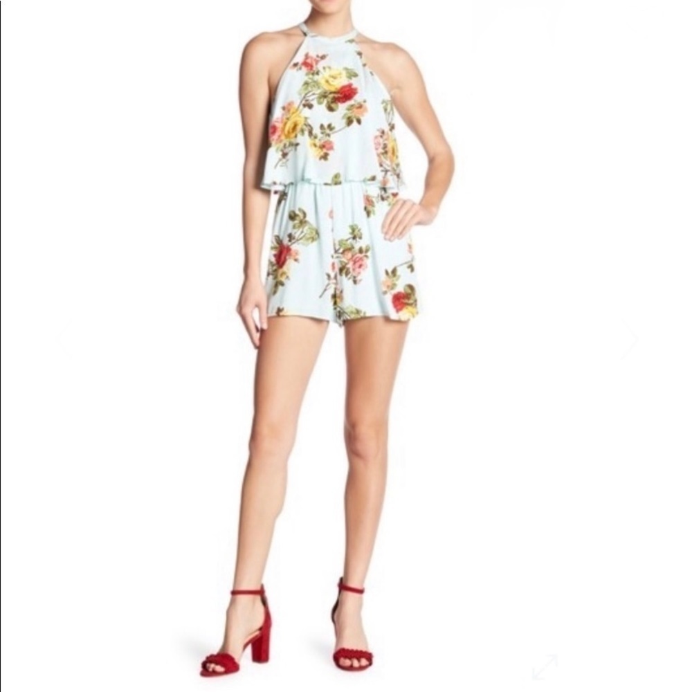 One the Land floral flowy tiered romper size large